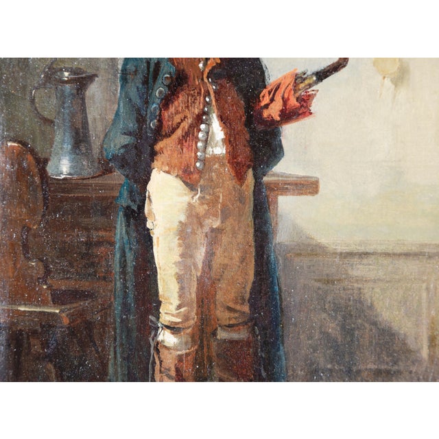 Benjamin Vautier, Genre Scene with Man and Dog, 1800s, Oil Painting on Canvas, Framed For Sale - Image 5 of 12