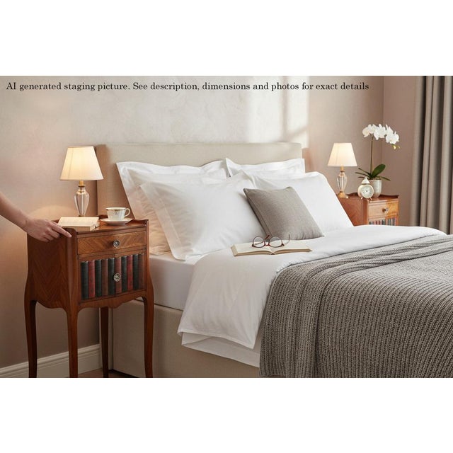 Antique Vintage Retro c.1930 Early 20th Century French Pair of Parquetry Bedside Tables / Nightstands – Multicoloured Book...