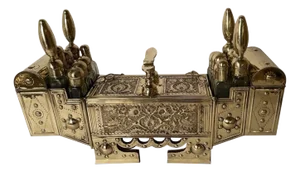 19th Century Turkish Brass Repousse Valet Shoe Shine Decorative Stand