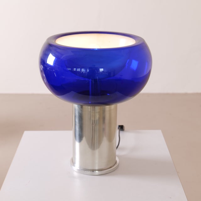 Space Age Cobalt Blue Glass Lamp from Doria Leuchten, 1970s For Sale - Image 6 of 10