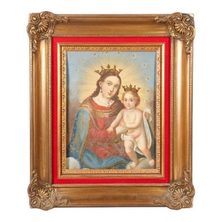 Our Lady of Refuge for Sinners, Oil on Tin, 19th Century For Sale