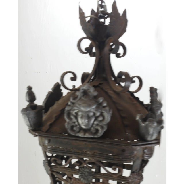 Early 20th Century 20th Century Spanish Cast Iron Light Fixture For Sale - Image 5 of 10
