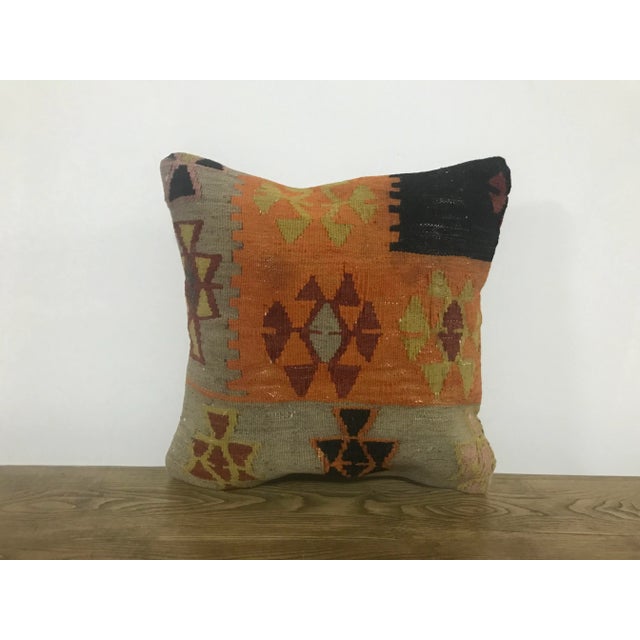 Vintage Turkish Bohemian Handmade Kilim Pillow Case For Sale In Phoenix - Image 6 of 6