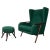 1950s Green Upholstered Wingback Chair with Ottoman For Sale - Image 13 of 13
