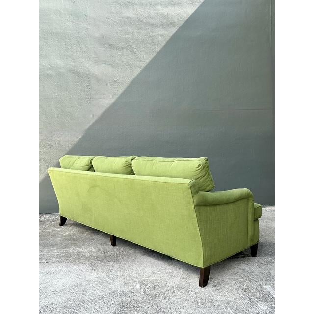 Wood Vintage Baker Chartreuse Roll Arm Sofa For Sale - Image 7 of 12