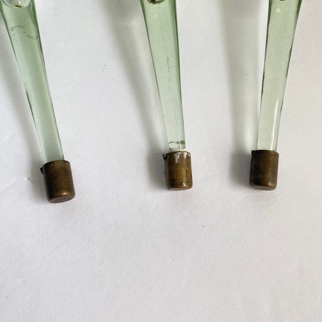 Victorian Epergne Blue Vaseline Glass Antique Ruffle Art Glass Vase For Sale - Image 9 of 12