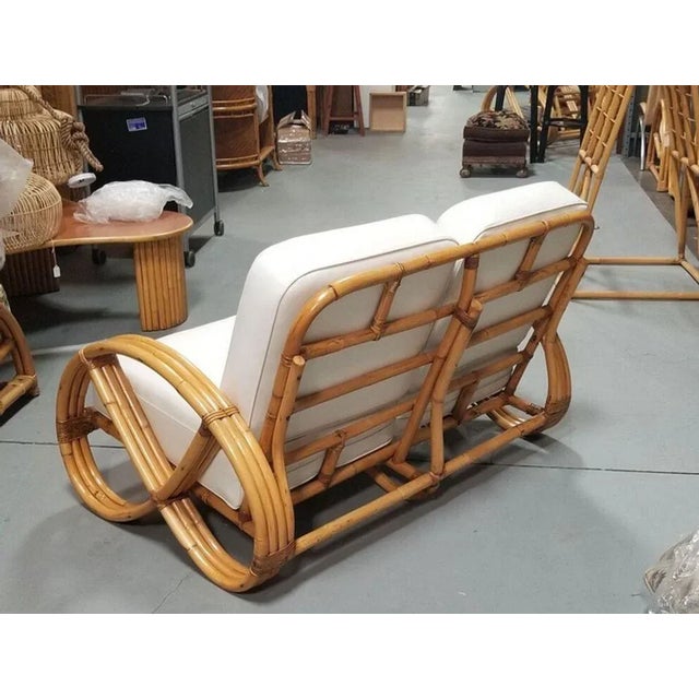Restored Mid-Century Frankl Style Rattan Three-Strand Full Pretzel Livingroom Set For Sale - Image 10 of 12