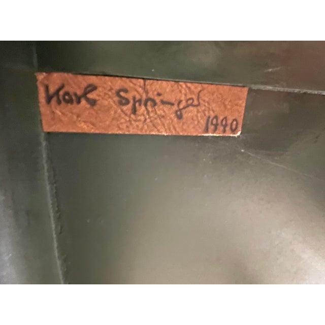 Karl Springer Signed Leather Wrapped Waterfall Desk For Sale In New York - Image 6 of 12