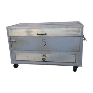 Vintage Heavy Industrial Carpenter's Work Trunk For Sale
