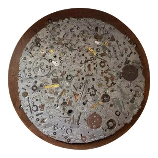 1960s American Brutalist Mixed Media Found Object Mechanical Components Assemblage Wall Plaque Art For Sale