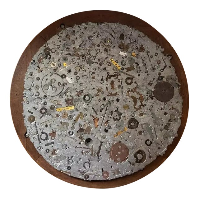 1960s American Brutalist Mixed Media Found Object Mechanical Components Assemblage Wall Plaque Art For Sale