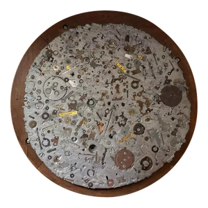 Mid 20th Century Folk Art Metal Scrap Piece Mixed Media Plaque