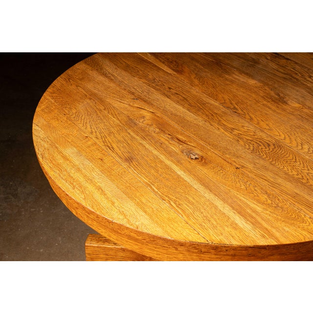 Brown Vintage Oak Mission Rolling Dining Table For Sale - Image 8 of 10