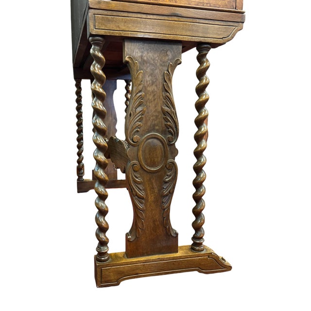 William & Mary Revival Burl Walnut Cabinet on Stand, Circa 1920s, Attributed For Sale - Image 13 of 14