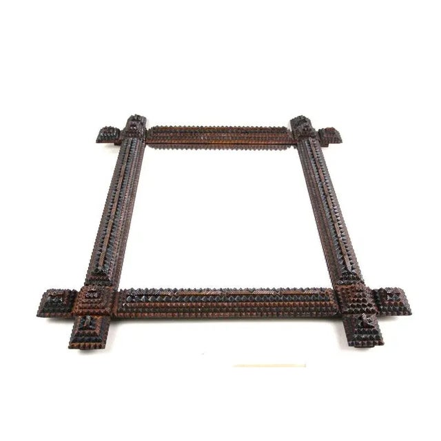 Tramp Art Rustic Handcarved Wall Mirror, Austria, 1880s For Sale - Image 9 of 18