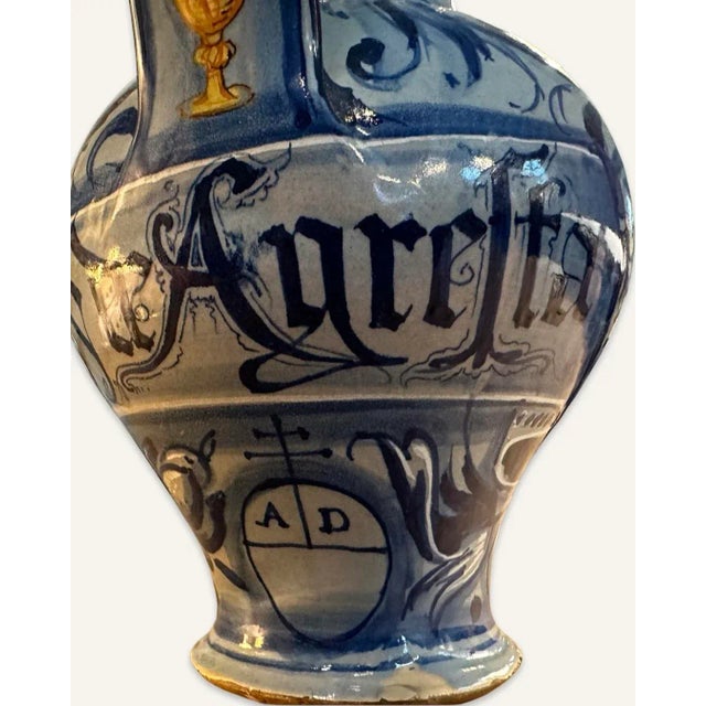 19th Century Italian Blue and White Faience Wine Jug For Sale - Image 6 of 12