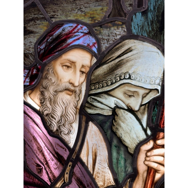 1920s Stained Glass Window Depicting the Story of Sodom and Gomorrah 1920's For Sale - Image 5 of 12