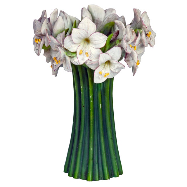 Vintage Amarillis Resin Flower Vase For Sale - Image 4 of 9