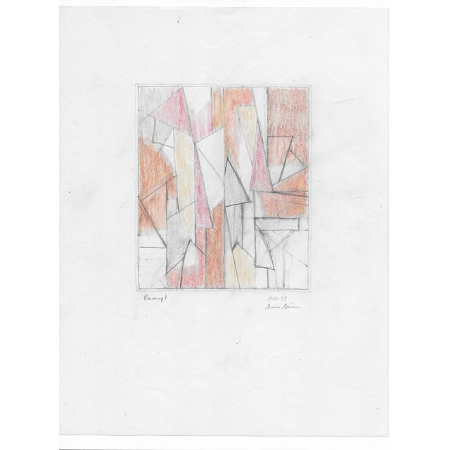 Abstract expressionist drawing by artist Bruce Boice (born New Jersey, 1941). Oil pastel and color pencil on paper,...