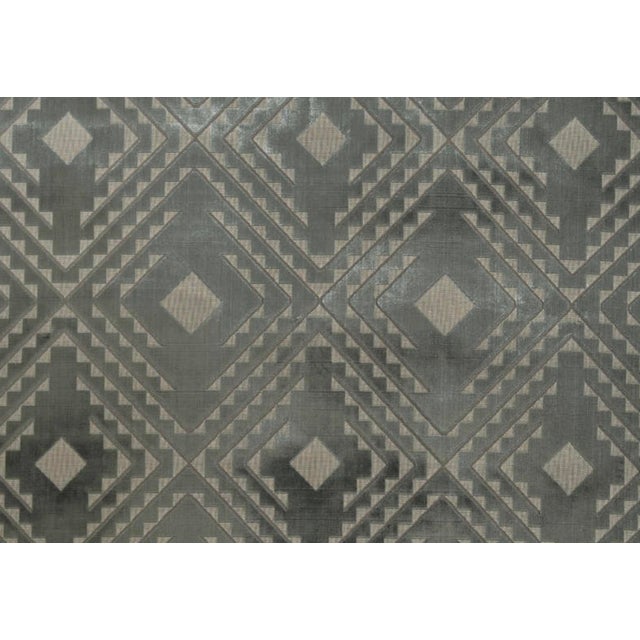 Art Deco 7 Yards Art Deco Fadini Borghi Dante Grigio Blue Cut Velvet Fabric For Sale - Image 3 of 4