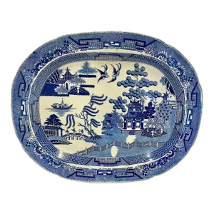 Antique Blue Willow Serving Platter From England - Circa 19th Century