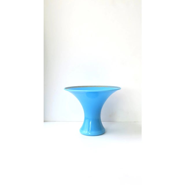 Italian Italian Azure Blue Opaline Glass Vase For Sale - Image 3 of 8