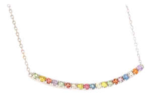1.29 Carat Rainbow Sapphire White Gold Bar Chain Necklace