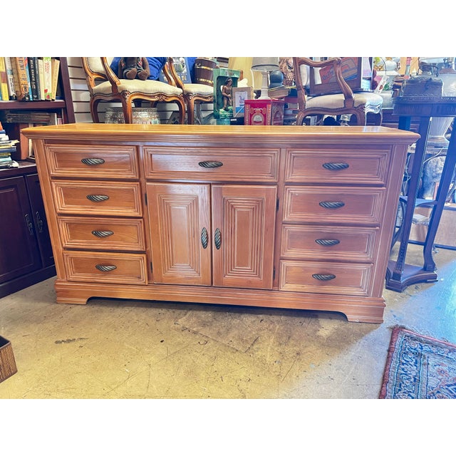 Vintage Wynwood Traditional Honey Oak Triple Dresser & Credenza | Chairish