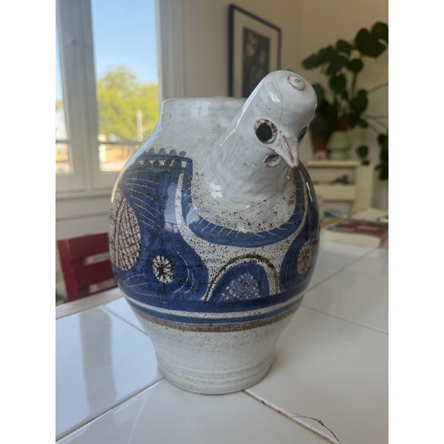 1950s 1950s Michel Barbier Blue Ceramic Vallauris Vase For Sale - Image 5 of 7