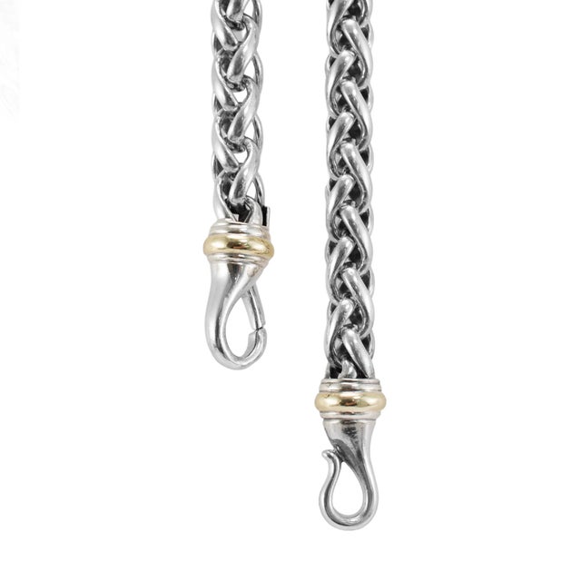 Metal Unisex David Yurman Classic Wheat 8mm Silver & 14k Yellow Gold Chain Necklace For Sale - Image 7 of 8