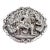Late 19th Century Antique Burmese Coin Silver High-Relief Repoussé Pierced Belt Buckle For Sale
