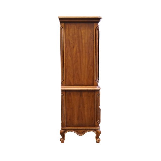 Drexel Heritage Brittany Collection Solid Pecan Country French Style 41" Door Chest W. Floral Accents 202-420 For Sale - Image 14 of 18
