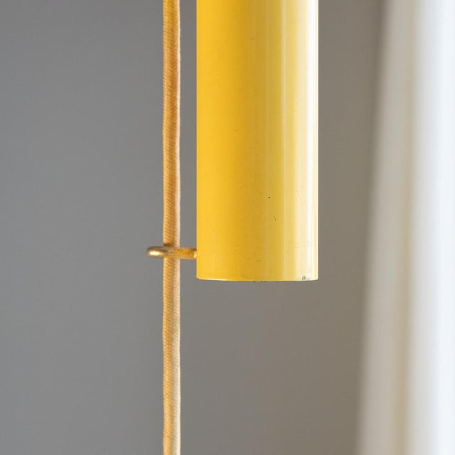 Extendable Pendant Lamp in Yellow Metal and Plastic, 1970s For Sale - Image 10 of 13