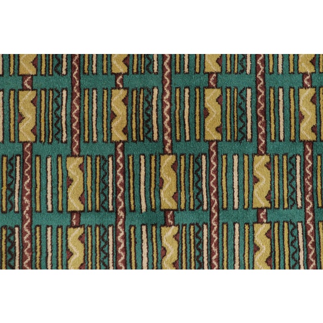Mid-Century Modern Vintage Zeki Müren Rug in Teal With Geometric Patterns, From Rug & Kilim For Sale - Image 3 of 8