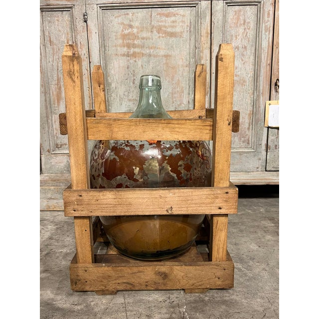 Hand Painted Antique Demi John Bottle From Normandy, France, ‘Pinot Noir’, Original Crate For Sale In Dallas - Image 6 of 11