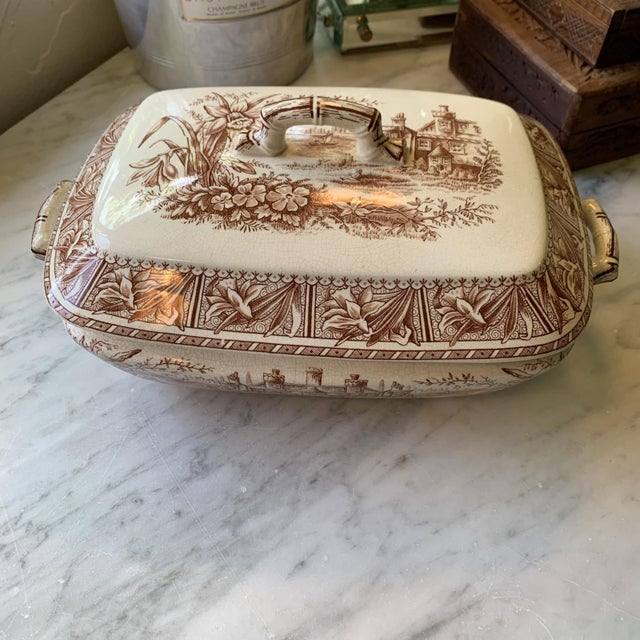 Antique English Ironstone Grindley Aesthetic Movement Transferware Tureen For Sale - Image 12 of 12