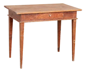 19th Century Swedish Pine Side Table With Original Brick Red Painted Finish