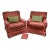 Vintage Red American Upholstered Club Chairs With Pillows - a Pair For Sale
