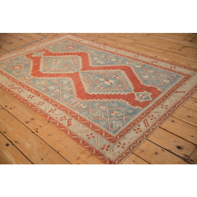 Sky Blue Vintage Distressed Karabagh Rug - 4'2" x 6'4" For Sale - Image 8 of 12