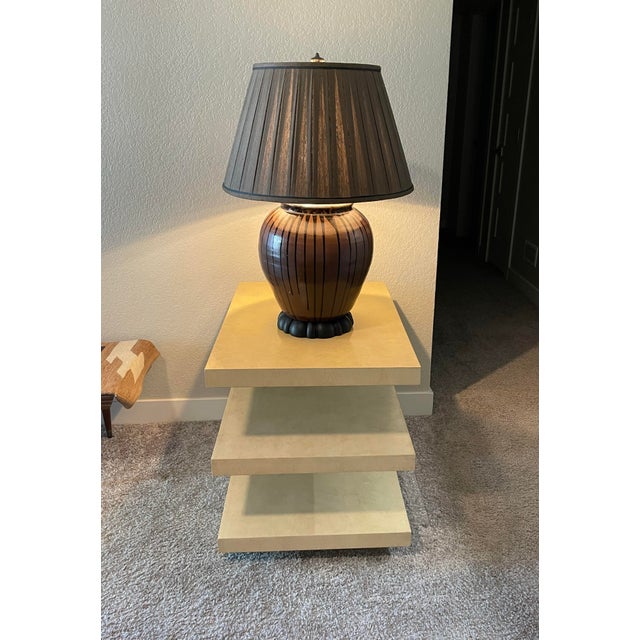 19th Century Japanese Ceramic Drip Glazed Chocolate Lamp With Original Silk Lamshade For Sale In Phoenix - Image 6 of 12