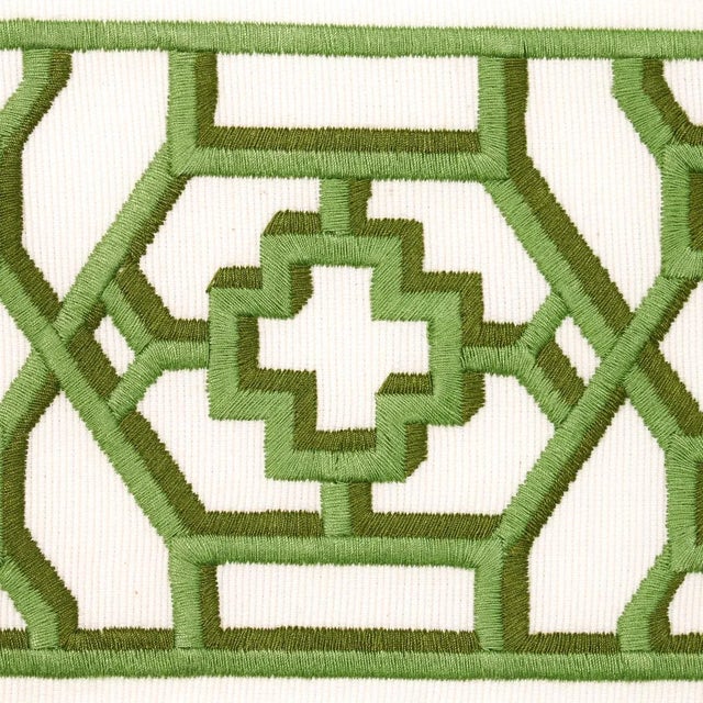 Contemporary Schumacher Zanzibar Trellis Tape in Jade For Sale - Image 3 of 4