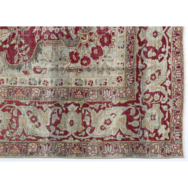Authentic Antique Heriz Rug – Red, Beige & Olive Floral Pattern - 8' X 9' 9'' For Sale - Image 13 of 15