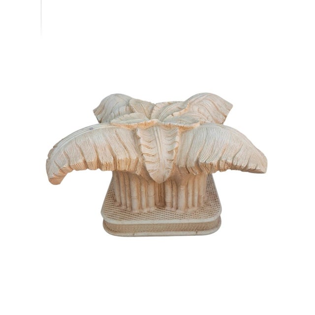 Sculpture Materials Vintage Serge Roche Style Regency Carved Palm Leaf Coffee Table For Sale - Image 7 of 9