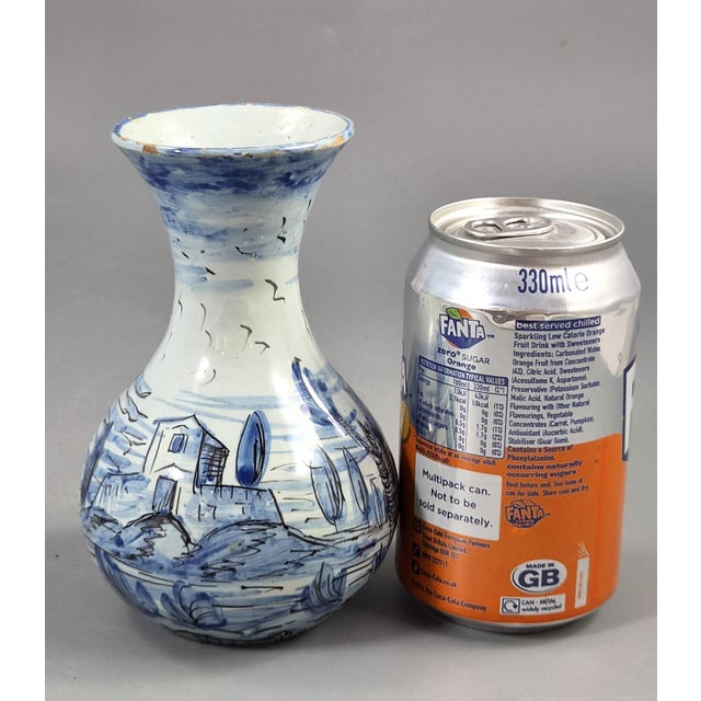 Antique Cantagalli Blue and White Savona Style Maiolica Cabinet Vase, Florence, 1884 For Sale - Image 9 of 13