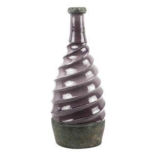 Vintage Handmade Terracotta Vase in Light Violet Color, 1970s For Sale