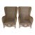 Pristine 1980's Phillippine Ratan & Wicker Wingback Chairs & Ottoman - 3 Piece Set For Sale