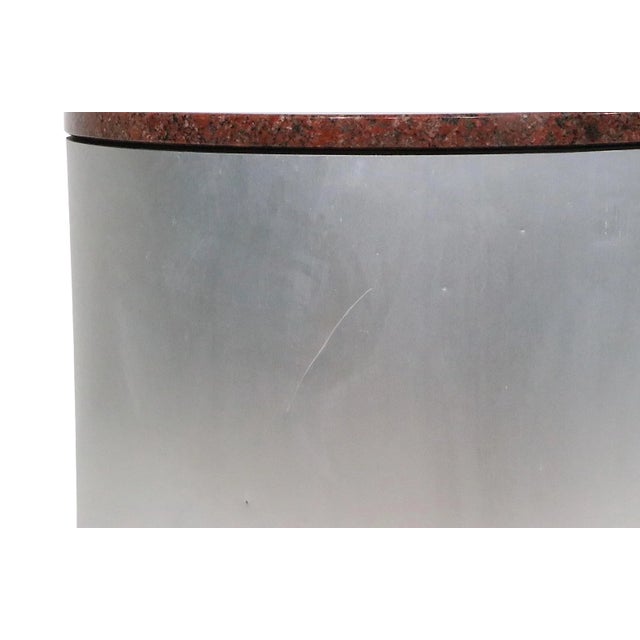 Post Modern Minimalist Metal Clad Drum Table W Rouge Marble Top C 1970/1980's For Sale - Image 10 of 12
