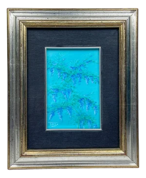 Luigi Targa, Blue Flowers, Padua, Italy, Oil on Canvas, 1970s, Framed