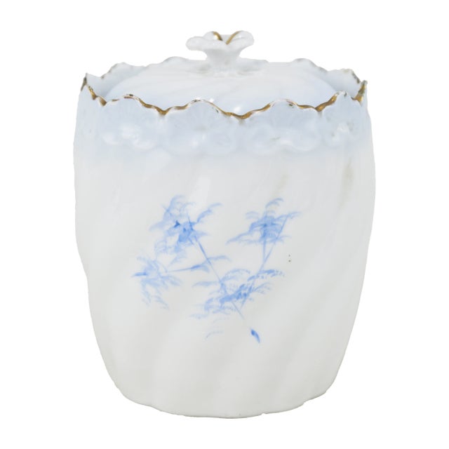 Vintage Vistorian Porcelain Canister With Floral & Gold Accents For Sale - Image 4 of 9