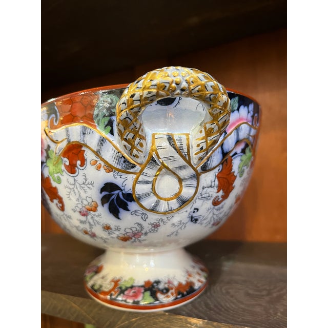 1900s Ridgway Corey Hill Footed Oblong Tureen Bowl Imari Asian Orange Flow Blue 14.25" For Sale - Image 12 of 12